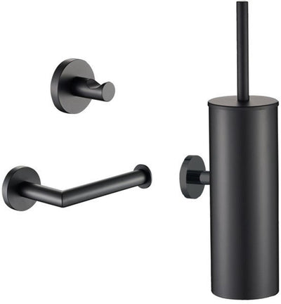 Plieger vigo toiletset accessoires – wc borstel – wc rolhouder – handdoekhaakje - 10 jaar garantie – mat zwart