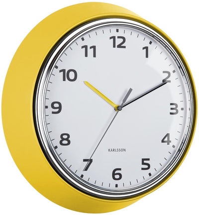 Karlsson wandklok modern retro - geel - ø34cm - wandklok retro