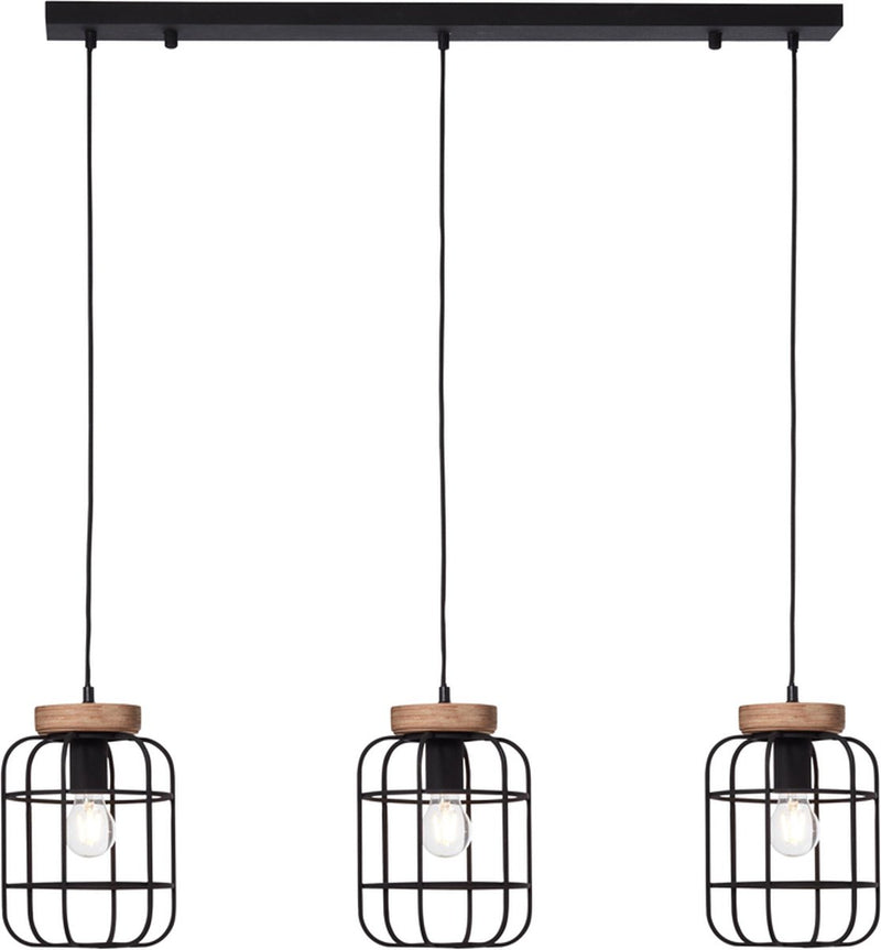Brilliant gwen - hanglamp - e27 max 3x40w - zwart hout