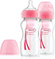 Dr. brown's options+ anti-colic babyfles - brede halsfles - 270ml - roze - 2 stuks