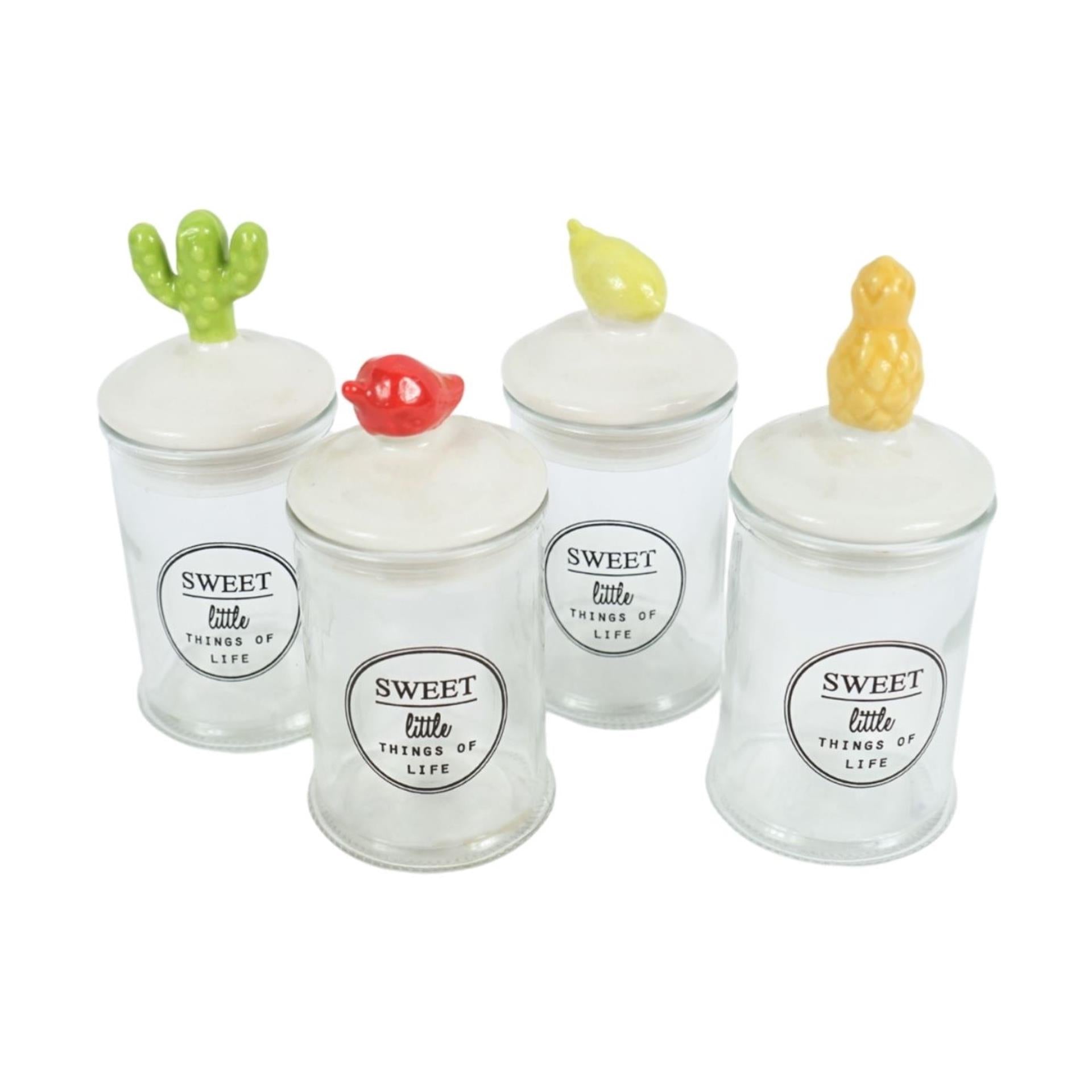 Voorraadpot sweet glas 13cm 4 assorti