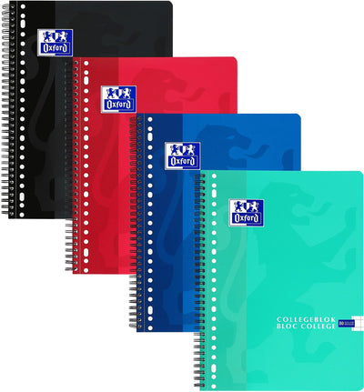 Oxford collegeblok - 1 stuk - a4 - geruit 10 mm - 80 vel - 23-gaats ponsing - assorti
