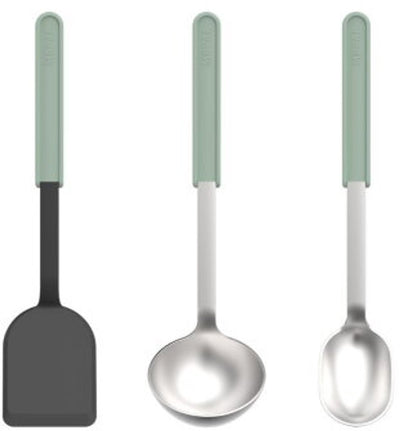 Mepal kookset 3-delig (spatel + roerlepel + opscheplepel) chef it - kookgerei met antiaanbaklaag - hittebestendig - vaatwasmachinebestendig - keukengerei - nordic sage