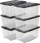 Iris handybox opbergbox - 45l - kunststof - transparant zwart - set van 6