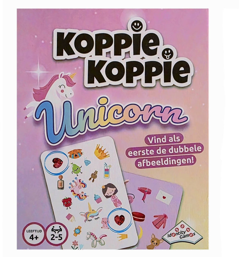 Identity games unicorn koppie koppie kaartspel - 10 minuten spel - vakantiespel - vanaf 4 jaar