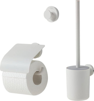 Tiger urban toiletaccessoireset - toiletborstel met houder - toiletrolhouder met klep - haak – wit