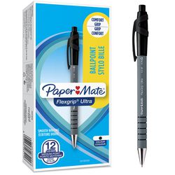 Balpen papermate flexgrip ultra zwart 0.42 mm 12 stuks
