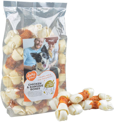 Duvo plus meat! snack kip runderhuid benen voor honden m-1kg