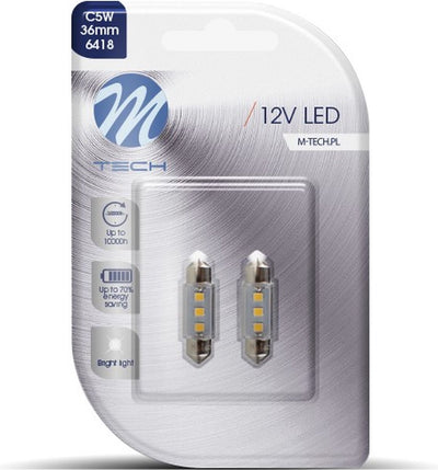 M-tech led c5w 12v 36mm - basis 3x led diode - canbus - wit - set