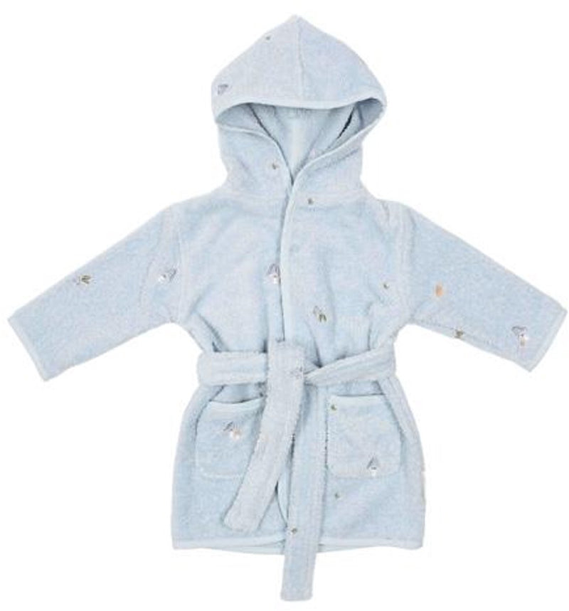 Little dutch badjas - maat 74 80 - badjas kind jongens meisjes - blauw - forest friends