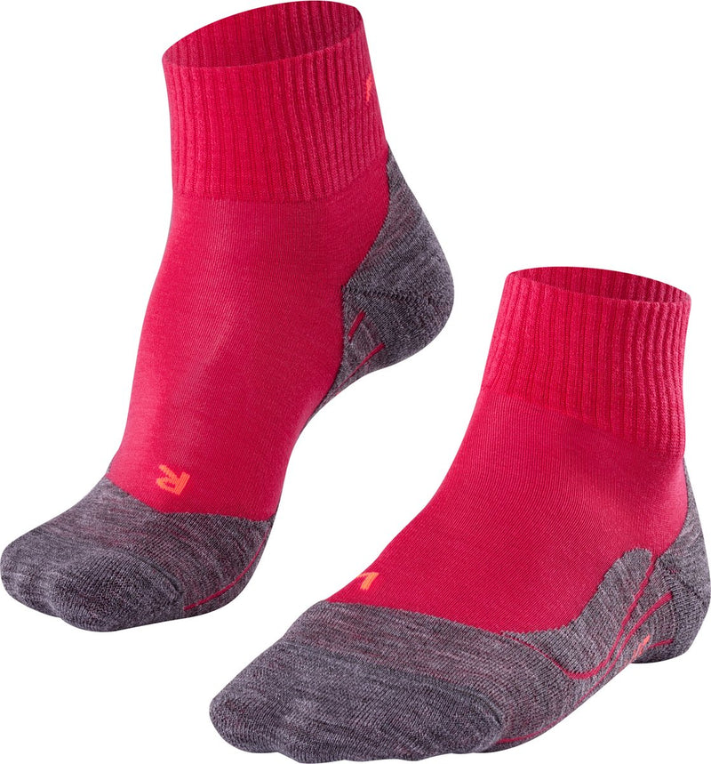 Falke tk5 short anti-blaar dun wol functioneel materiaal wandelsokken dames rood - maat 39-40