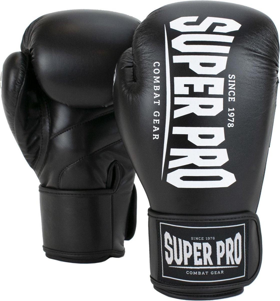 Super pro combat gear champ (kick)bokshandschoenen zwart wit 10oz