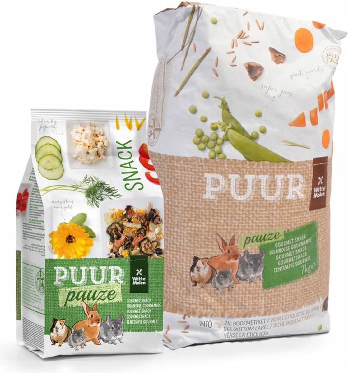 Witte molen - knaagdierenvoer - knaagdier - puur pauze snack muesli 7kg - 1st