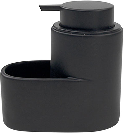 Excellent houseware zeeppomp met zeepbakje 12.7x13.3x7.8 cm zwart keramisch
