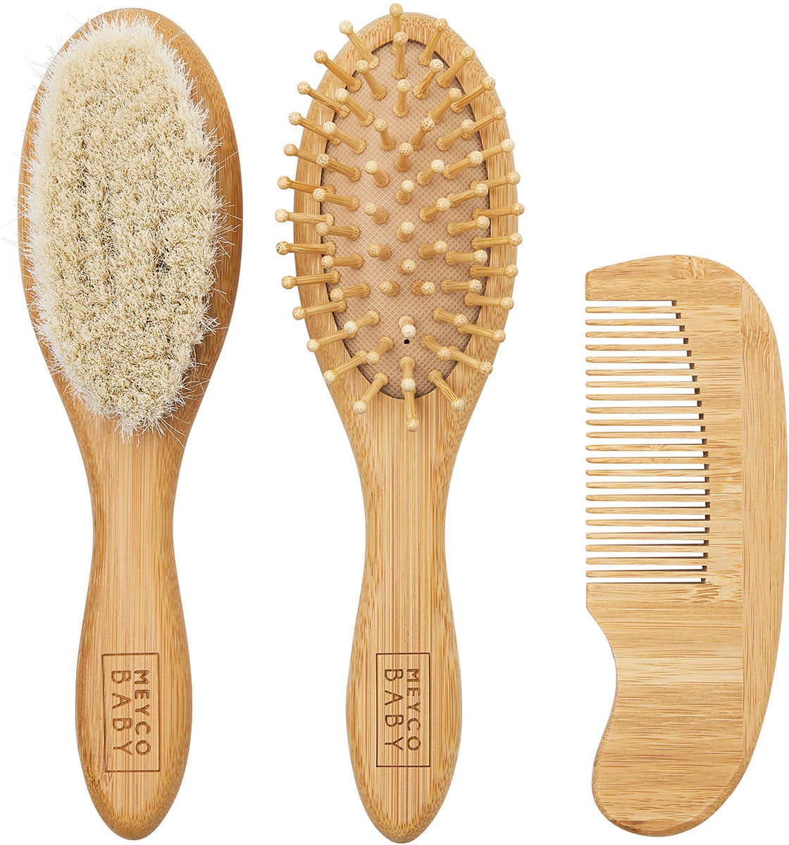 Meyco baby uni kapset - bamboe - natural - 3-delig
