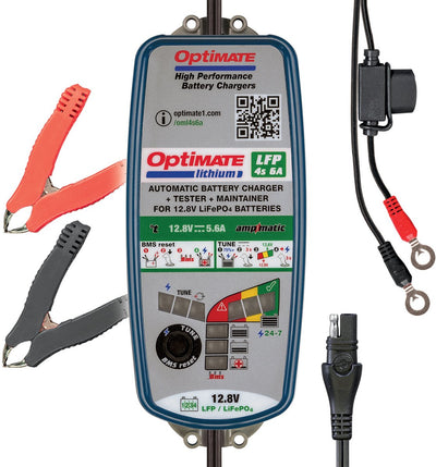 Optimate lithium 4s 6a - tm390 - 12.8v lifepo4 acculader onderhouder – automatische 10-stappen lader met ampmatic-technologie – veilig weerbestendig – voor motor, auto, atv waterscooter