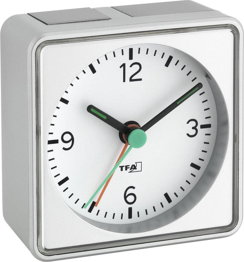 Tfa dostmann 60.1013.54 wekker quartz zilver alarmtijden: 1 fluorescerende wijzers