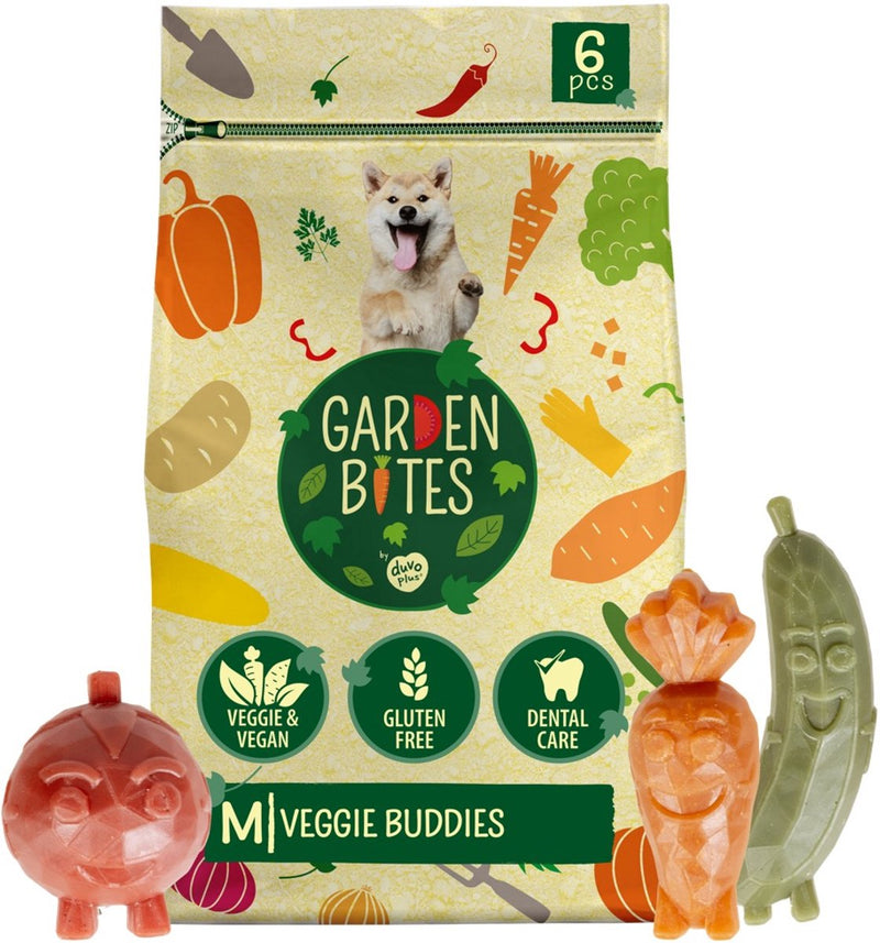 Garden bites duvoplus - veggie buddies hondensnacks - hondensnoepjes - vegetarisch glutenvrij - medium 6st