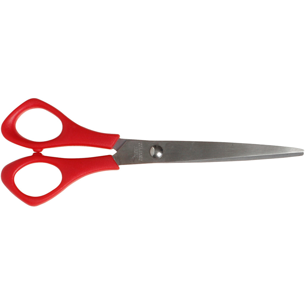 Schoolscharen, l: 16 cm, puntig, linkshandig, rood, 1 stuk