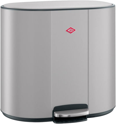 Wesco multicollector 2 prullenbak afvalscheiding (2x25 liter) | 50 liter | metaal - cool grijs mat | duo pedaalemmer met soft close en geurfilter
