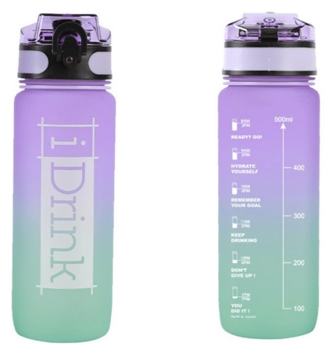 Itotal idrink tritan bottle 750 ml purple and aquamarine drinkfles paars en aquamarine 7.2×7.2×23.7cm