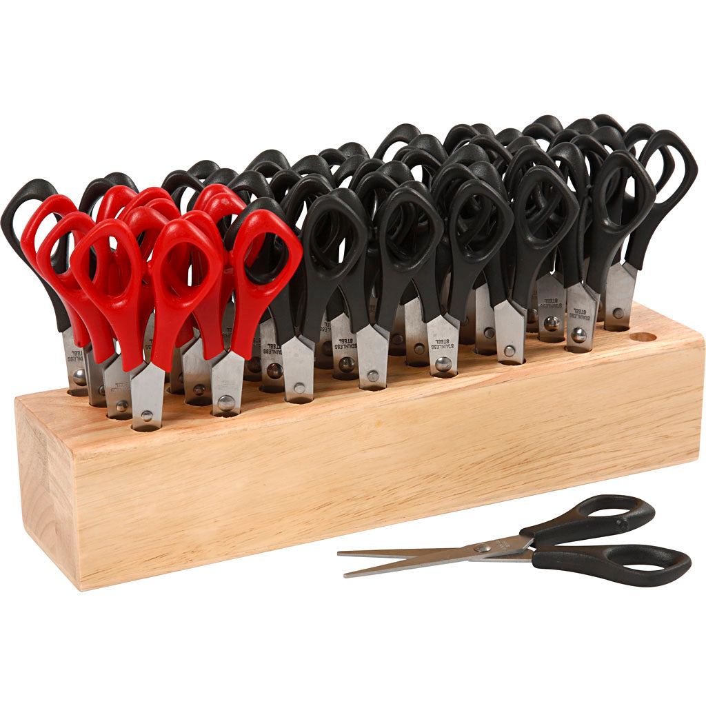 Schoolscharen met rek, l: 14 cm, rond, 1 set