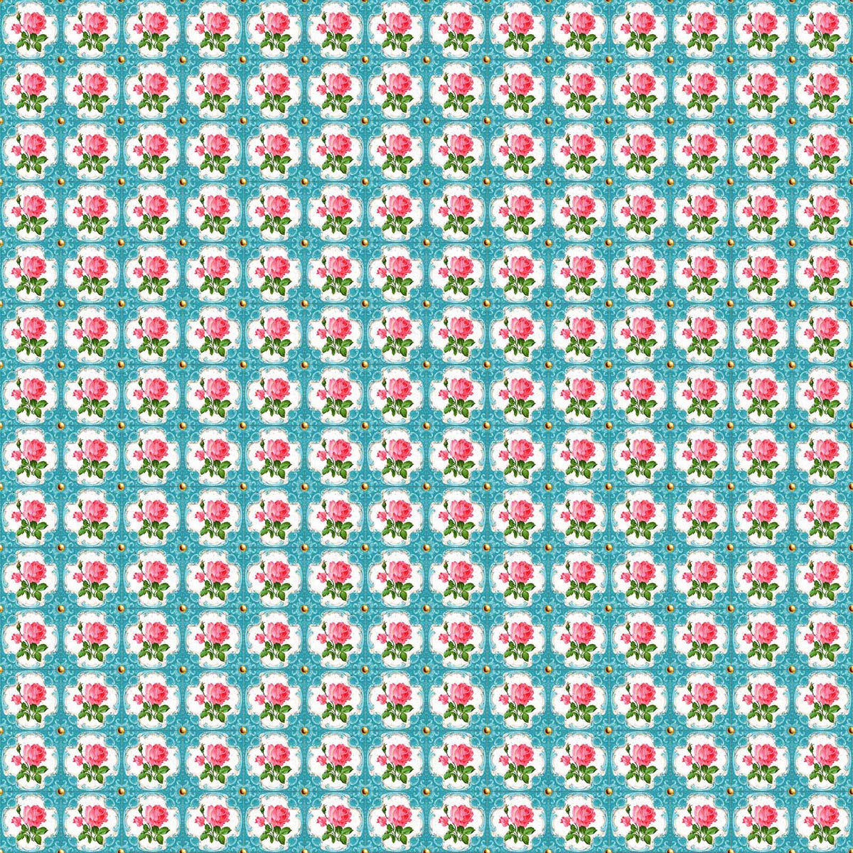 Vaessen creative • coco-ton katoen stof 45x50cm so cute blauw bloemen motief