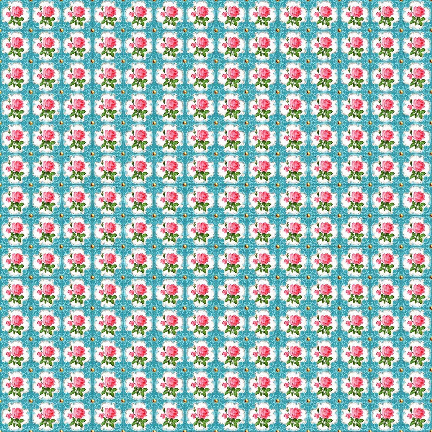 Vaessen creative • coco-ton katoen stof 45x50cm so cute blauw bloemen motief