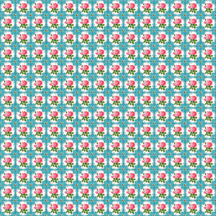 Vaessen creative • coco-ton katoen stof 45x50cm so cute blauw bloemen motief