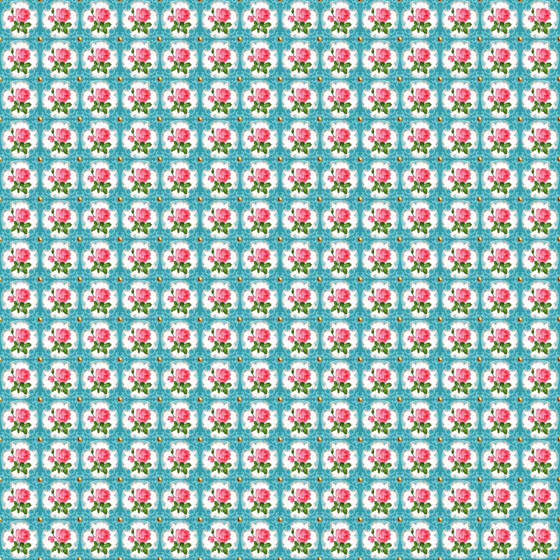 Vaessen creative • coco-ton katoen stof 45x50cm so cute blauw bloemen motief