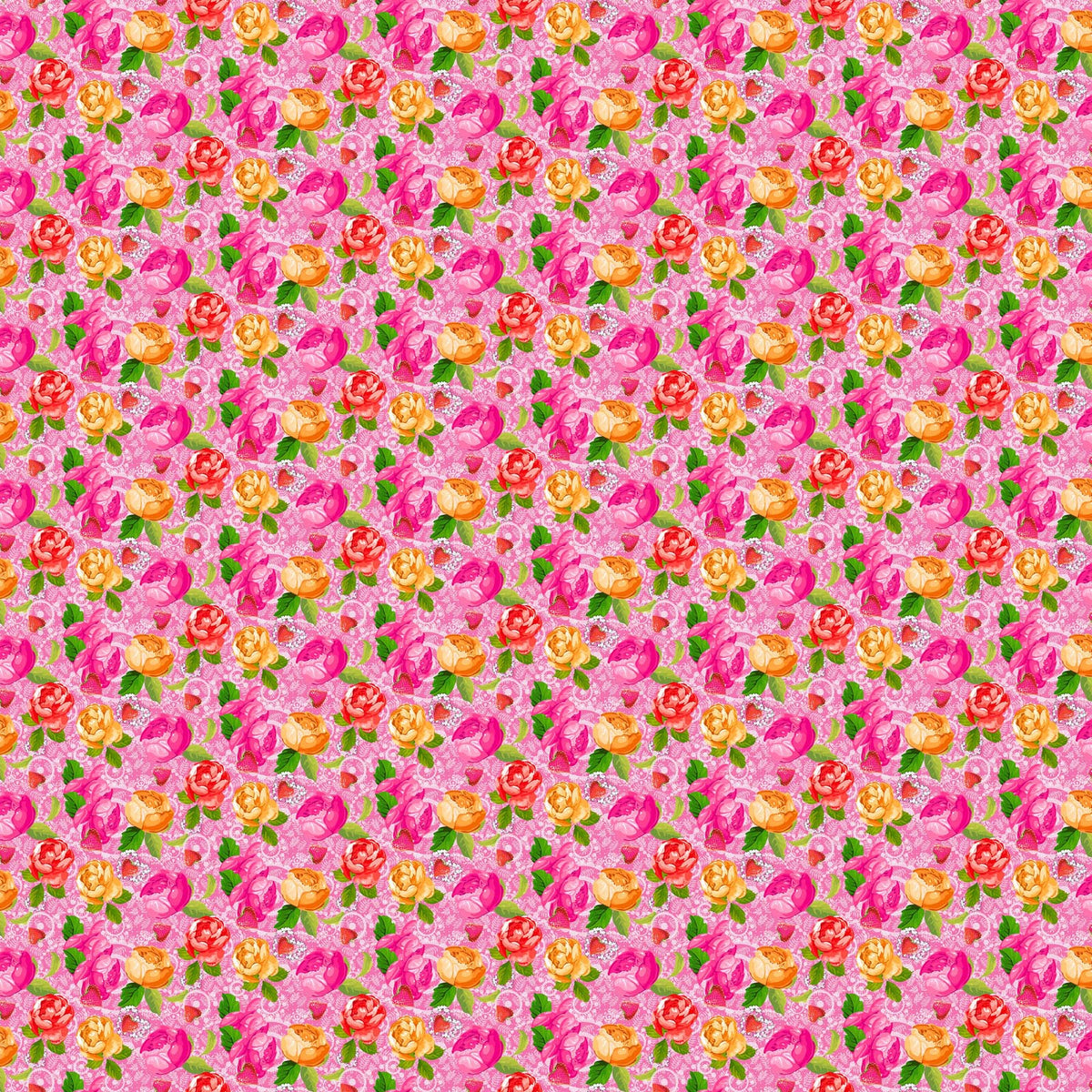 Vaessen creative • coco-ton katoen stof 45x50cm so cute roze bloemen motief