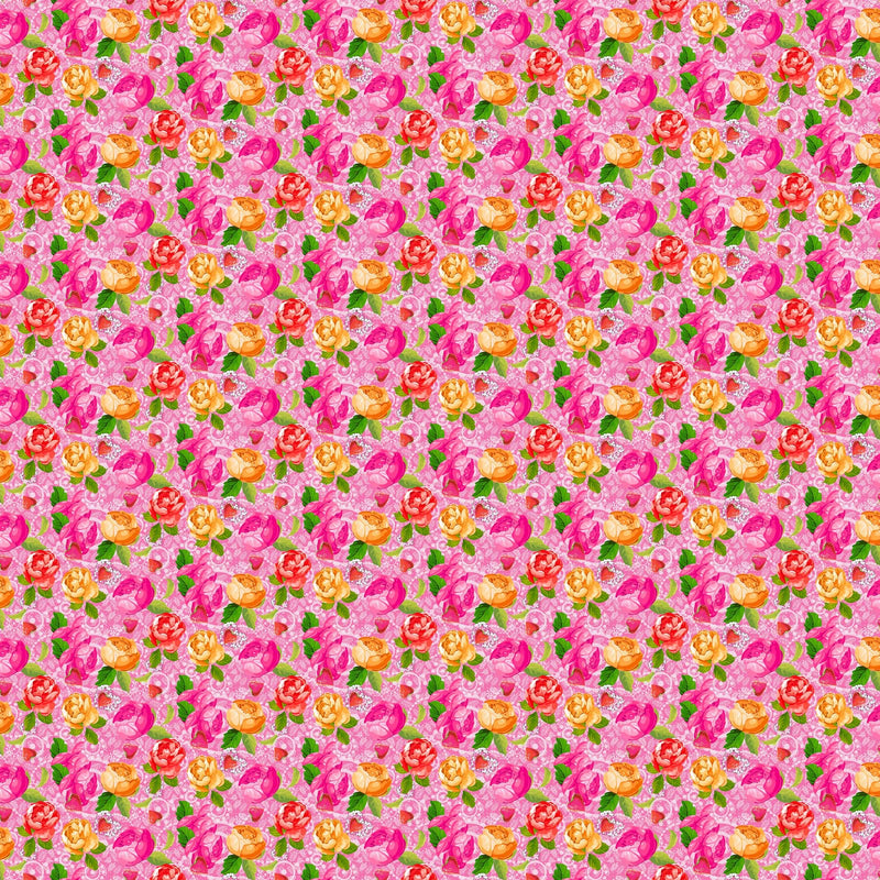 Vaessen creative • coco-ton katoen stof 45x50cm so cute roze bloemen motief