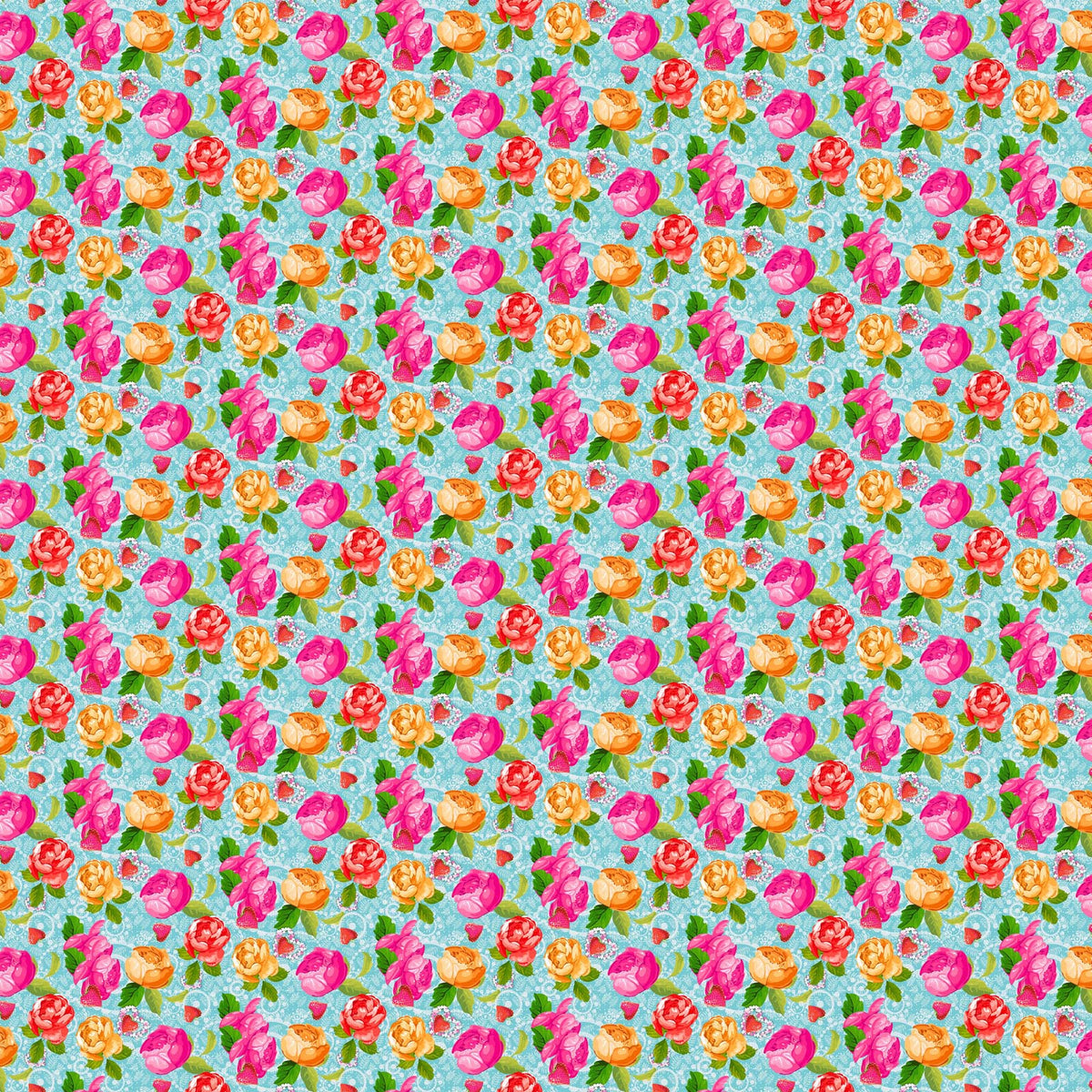 Vaessen creative • coco-ton katoen stof 45x50cm so cute blauw bloemen motief