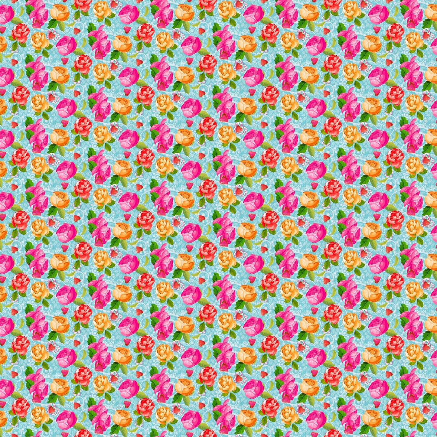 Vaessen creative • coco-ton katoen stof 45x50cm so cute blauw bloemen motief
