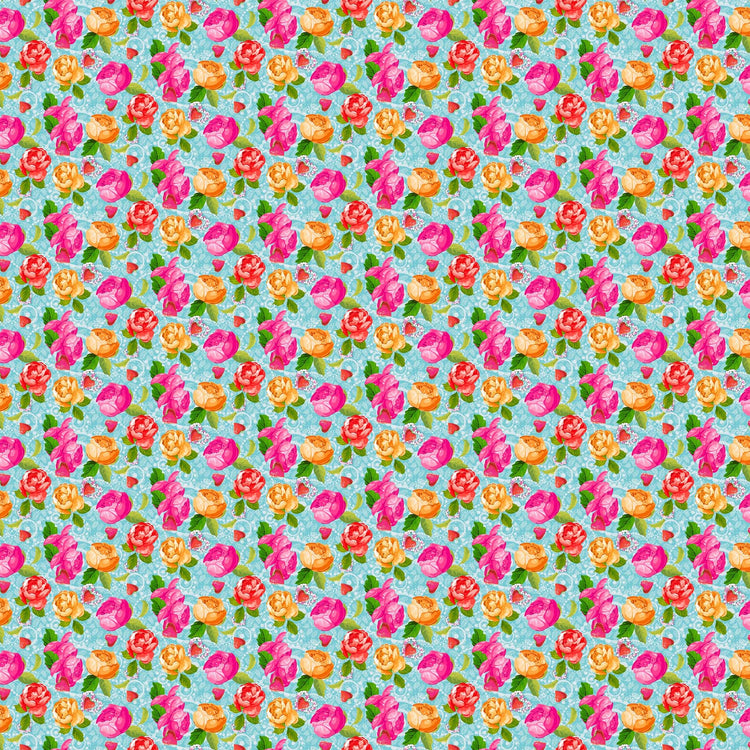 Vaessen creative • coco-ton katoen stof 45x50cm so cute blauw bloemen motief