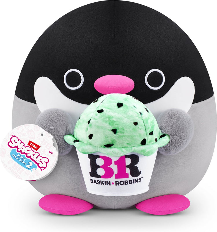 Snackles series 2 - pinguin penelope met basink-robbin - 20 cm van zuru