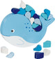 Goki evenwichtsspel: balancerende walvis 16x15x2,5cm, 21-delig, hout, 4+