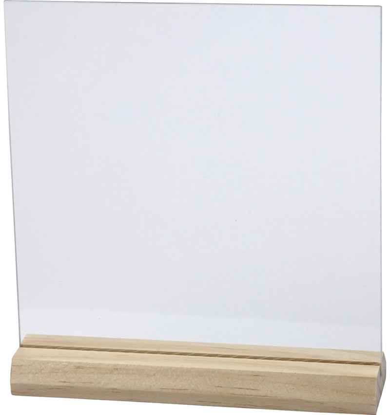 Creativ company creotime glazen plaat met houten voet 10 stuks 15,5 x 15,5 cm