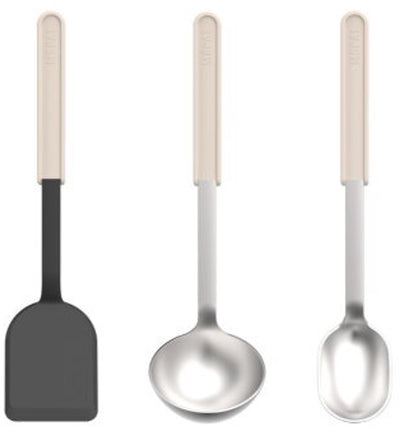 Mepal kookset 3-delig (spatel + roerlepel + opscheplepel) chef it - kookgerei met antiaanbaklaag - hittebestendig - vaatwasmachinebestendig - keukengerei - chalk
