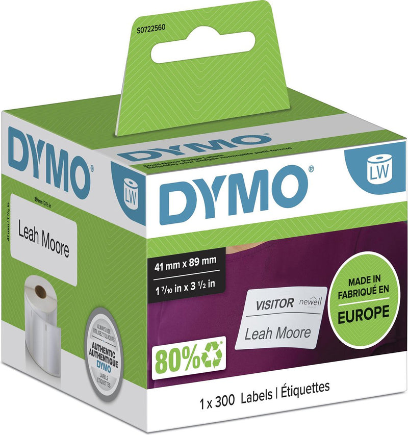 Dymo etiketten labelwriter ft 89 x 41 mm (300 stuks)