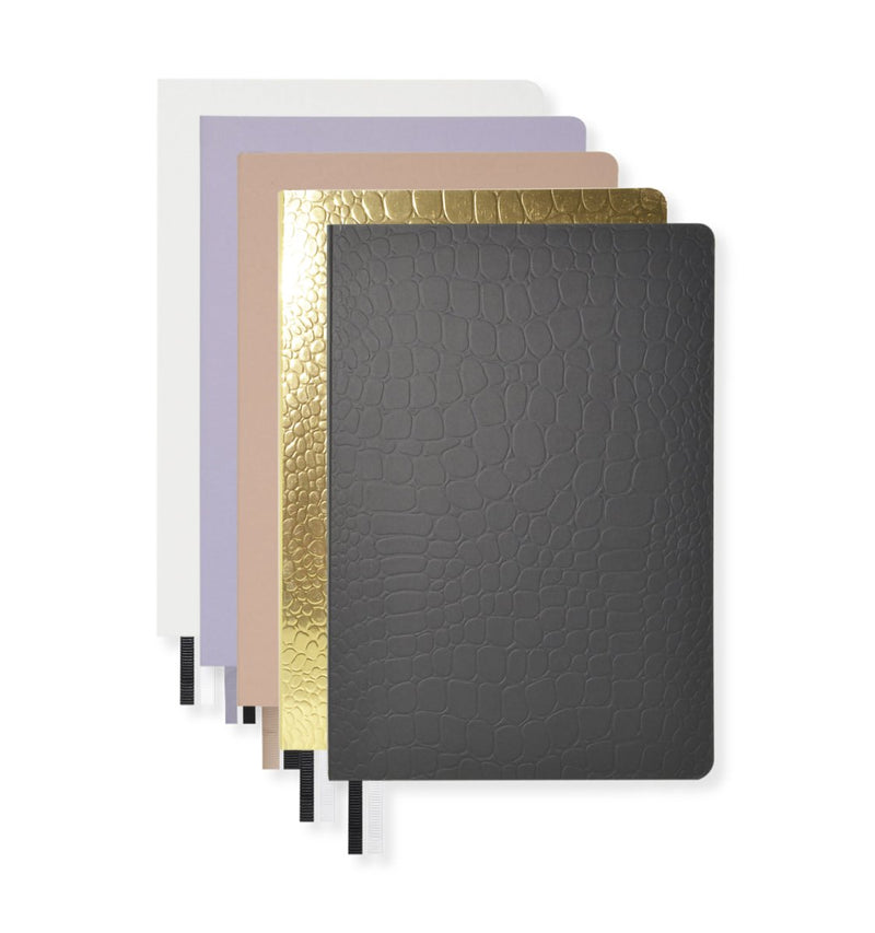 Kangaro notitieboek - pure croco - a5 - lijn - 5 stuks assorti kleuren - k-pm610023skz