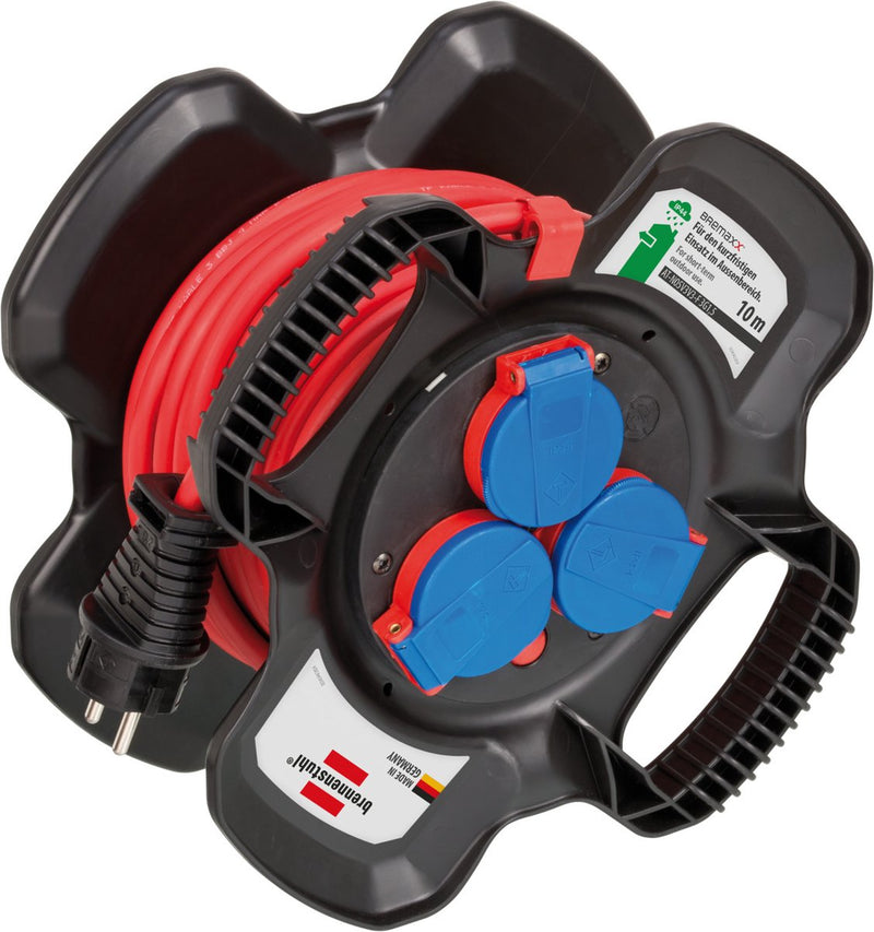 Brennenstuhl rubberen kabelhaspel x-gum ip44 kabelhaspel voor buiten (10 m, kortstondig buitengebruik, speciale rubbersamenstelling, met hogere contactbescharming, made in germany)