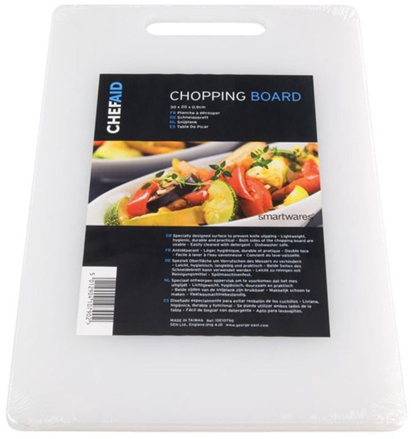 Chef aid snijplank kunststof 31 x 18 cm - antislip - dubbelzijdig - vaatwasserbestendig - wit
