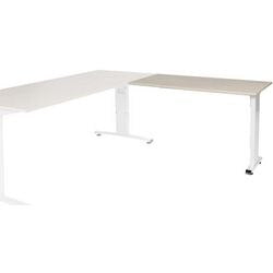 Aanbouwtafel schaffenburg lin-pla126-lerw-m25 120x60x65-85cm lindberg eik, wit