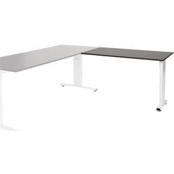 Aanbouwtafel schaffenburg lin-pla126-logw-m25 120x60x65-85cm logan eik, wit