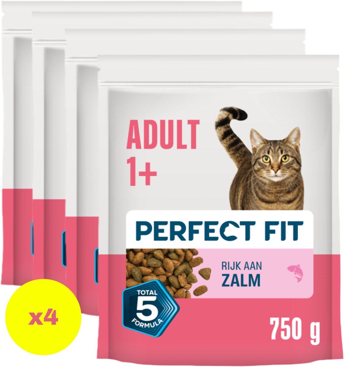 Perfect fit kattenbrokken - active adult - zalm - 4x750g