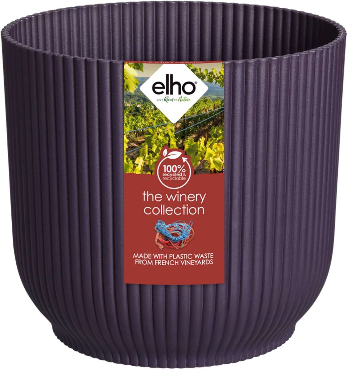Elho the winery collection 22 - bloempot voor binnen - 100% gerecycled plastic - ø 22.0 x h 20.2 cm - donkerpaars
