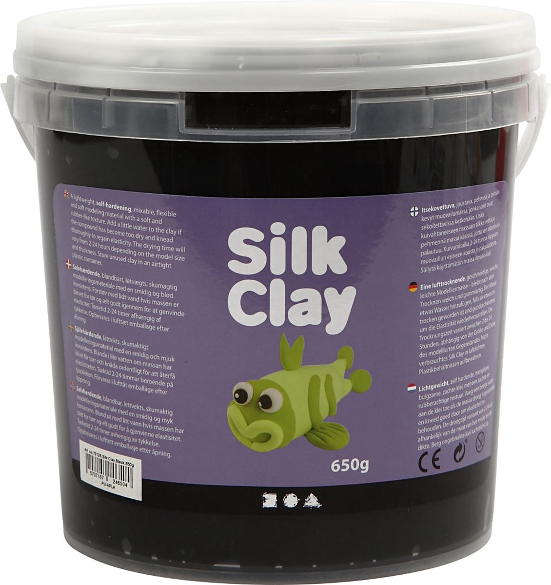 Silk clay zwart – zelfhardende klei – zachte lichtgewicht boetseerklei – 650 gram
