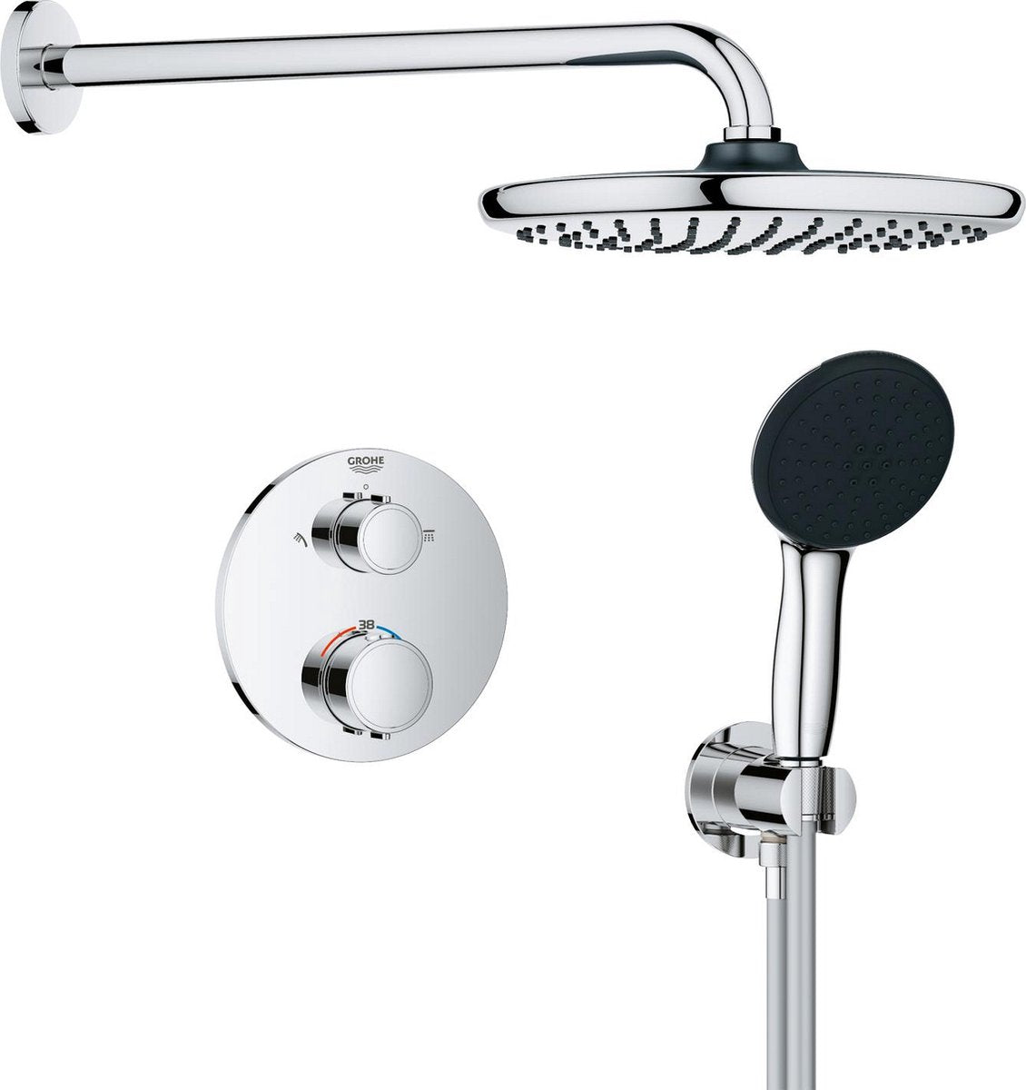Grohe precision inbouw douchesysteem - rond bedieningspaneel - chroom
