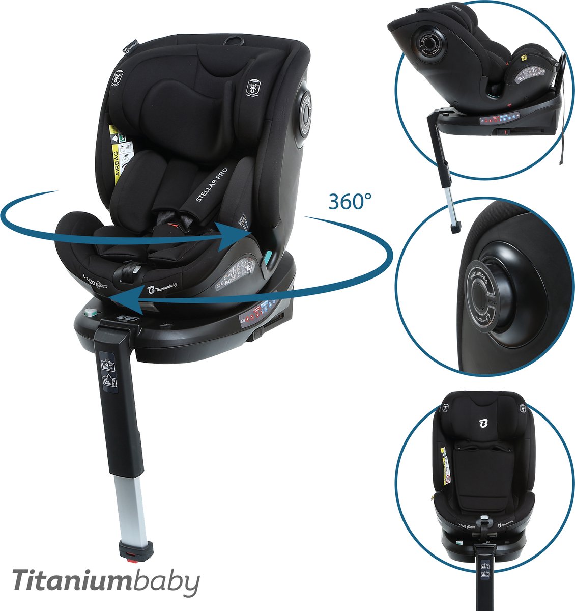 Titanium baby titaniumbaby stellar pro i-size 360 graden draaibaar zwart
